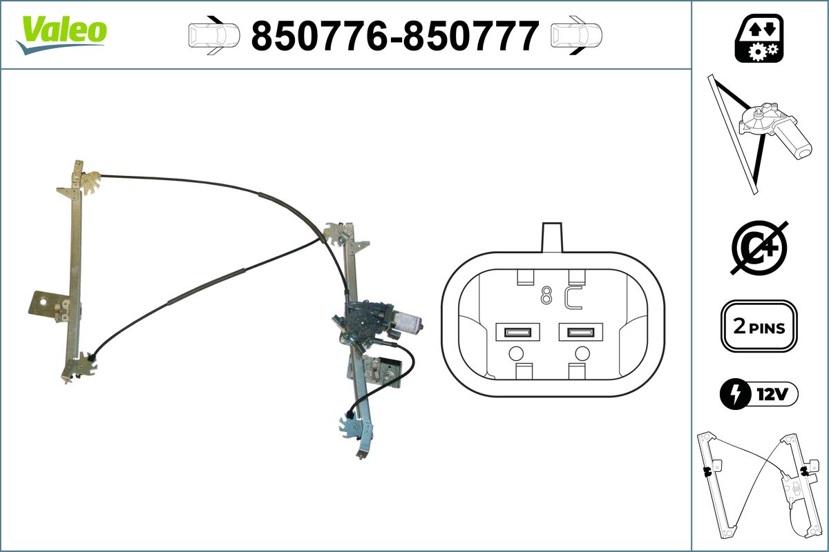 Mecanism actionare geam 850776 VALEO